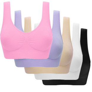 Cross-Border Combination Double-Layer Large Size Sports Bra Without Rims Vest-Style Sleeping Yoga Bra Set with Chest Pads