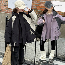 女童外套春秋款儿童冲锋衣三合一可拆卸秋装2025新款大童秋冬加绒
