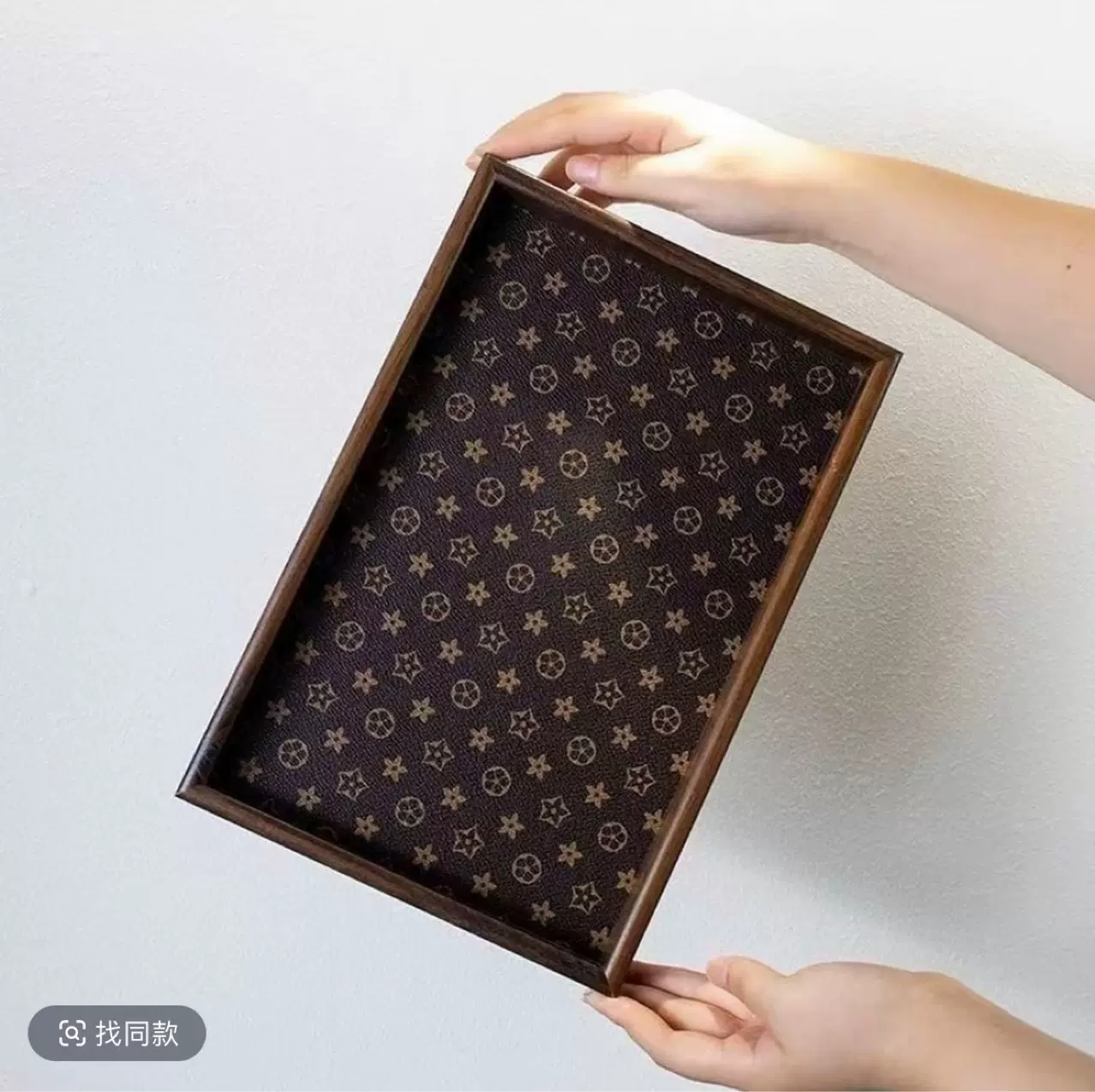 复古长方形桌面首饰摆件钥匙玄关收纳盒轻奢皮革中式茶盘托盘家用