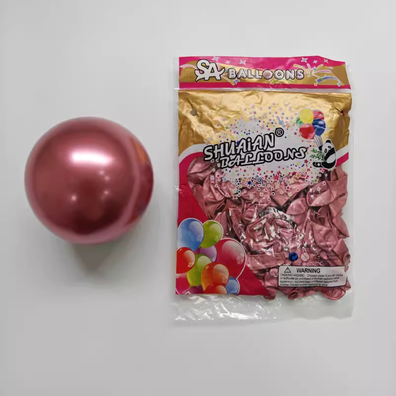 Shuai'an globo de metal de 5 pulgadas engrosado cromo látex decoración de la boda globo de metal 100 piezas