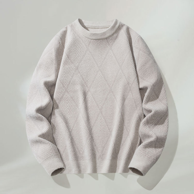 Men's Sweater Crewneck Autumn and Winter Slim-fit Inner Knitted Base Shirt Plus Size Heavy-weight Pure Black Fashionable Sweater