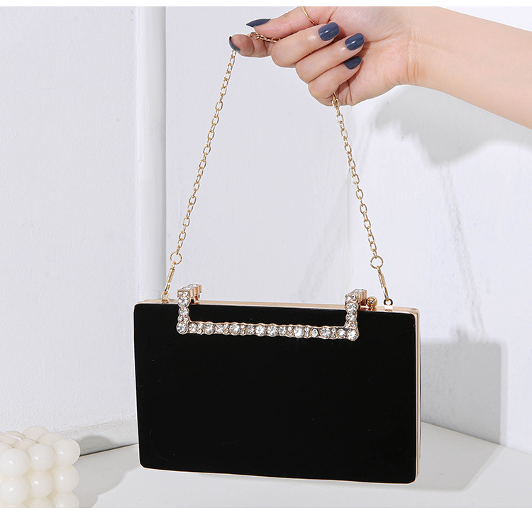Flip Cover Closure Type Velvet Solid Color Square Evening Bags