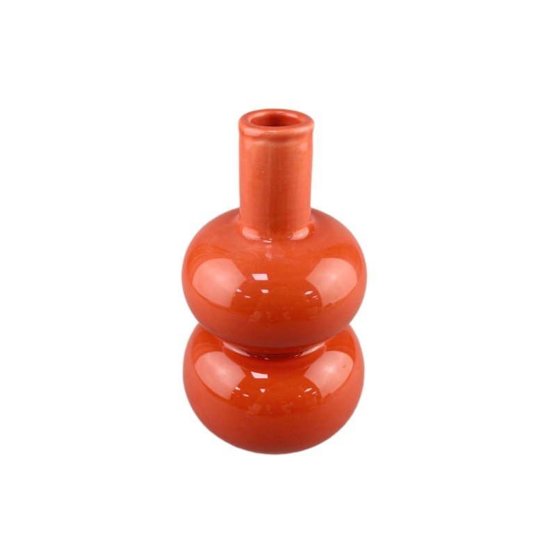 Vaso de calabaza moderno simple decoración floral de sala de estar de alto nivel floral rosa rosa de cerámica de lujo ligera