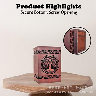 Cross-Border Wooden Urn Tree of Life Funeral Supplies Coffin Cat and Dog Memorial Urn Pet Coffin
