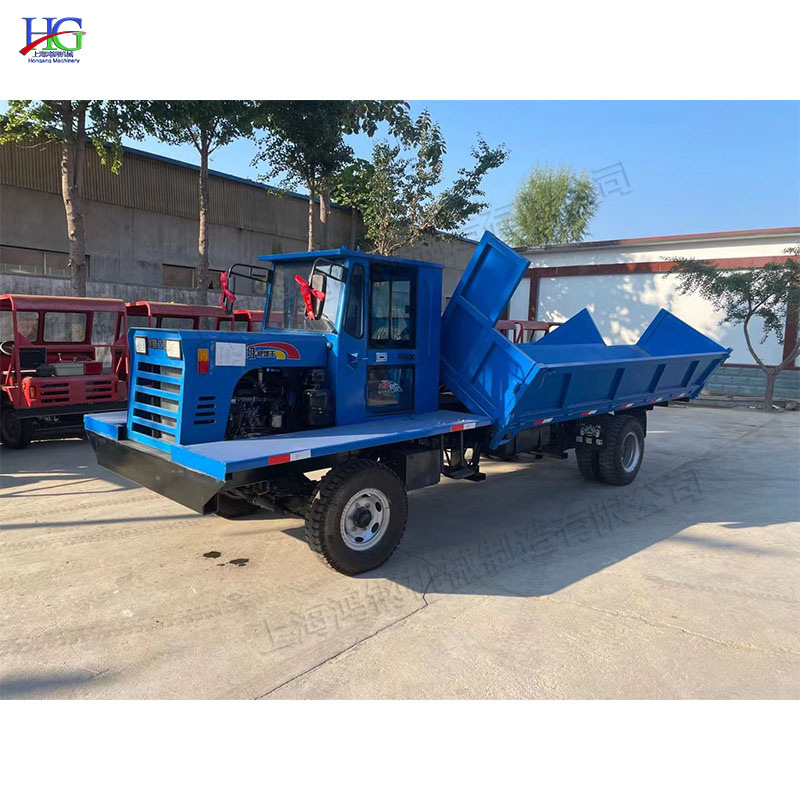 建筑工地柴油四轮车 隧道施工混凝土运输车 农用液压双顶拉土车