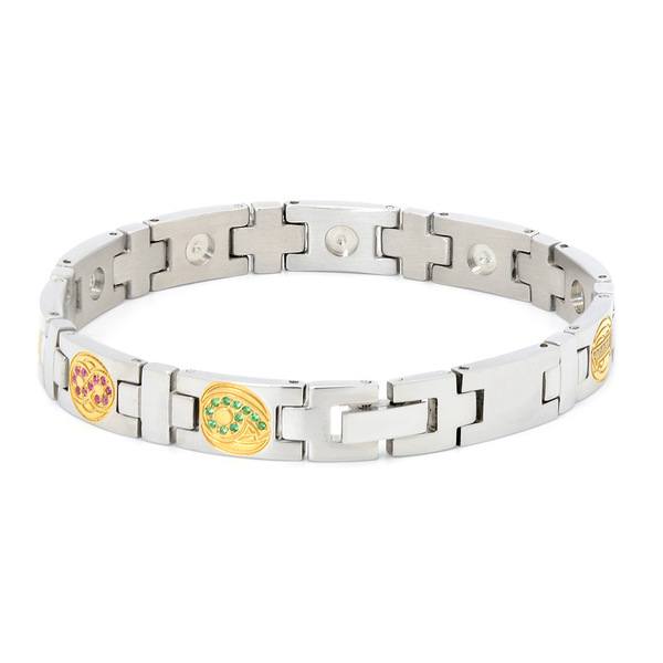 Retro creative Arabic bracelet stainless steel with zircon