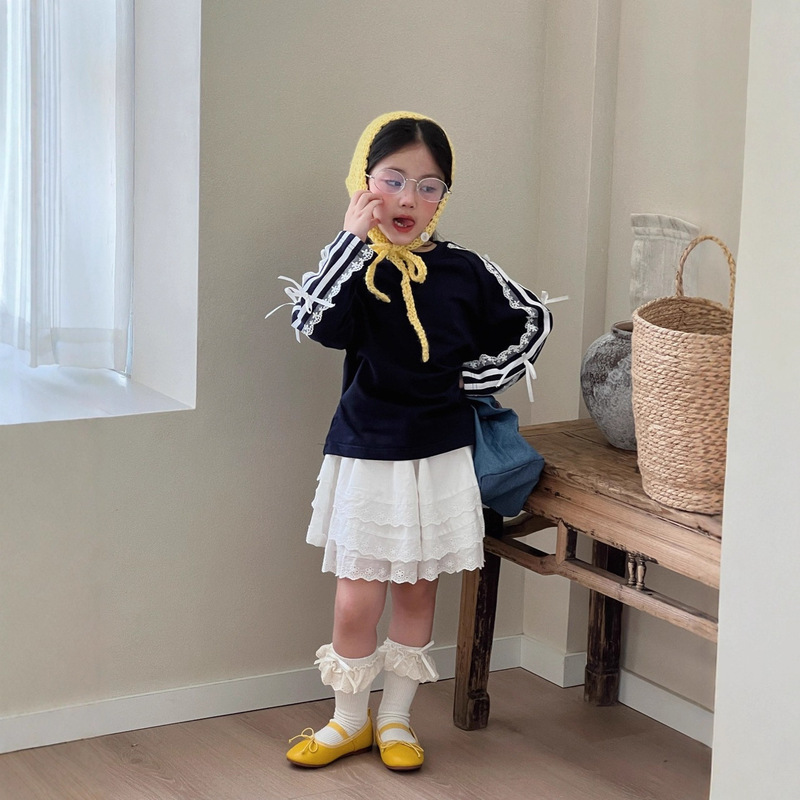 女童韩版卫衣2025秋季新品儿童甜美花边设计感重工蝴蝶结上衣潮|undefined