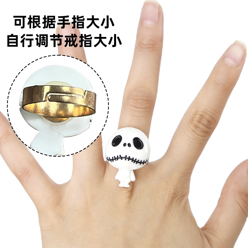 Nuevo anillo fantasma de Halloween transfronterizo para niños Adulto festival de fantasmas decoración de fiesta dibujos animados anillo de calabaza ajustable