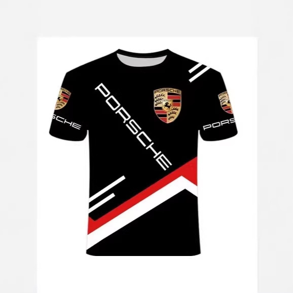 New Porsche Car Logo Men's T-Shirt Fashion Brand High-Quality Oversized O-Neck Short-Sleeved Top T-Shirt