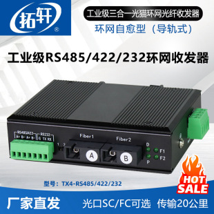 Tuoxuan Industrial Optical Fiber Ring Network RS485/232/422 Photoelectric Converter Serial Port Data Optical Terminal