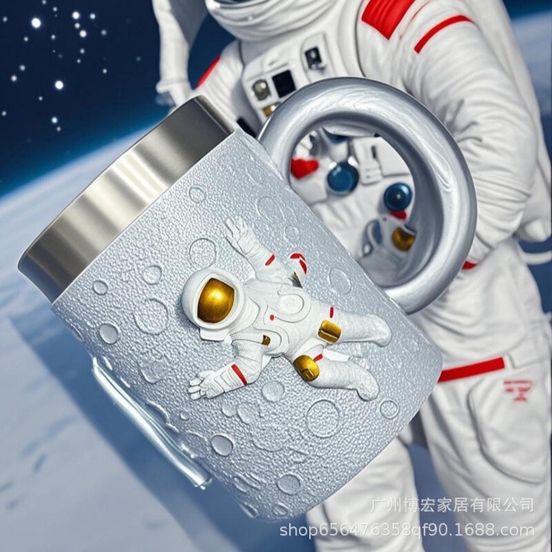 国境を越えた創造的な個性派宇宙飛行士3Dレリーフ宇宙飛行士ビールカップステンレスカップ大容量マグカップ水筒|undefined