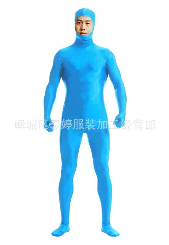 莱卡全包开脸连体紧身衣zentai纯色塑身衣舞台表演服演出装走秀|undefined