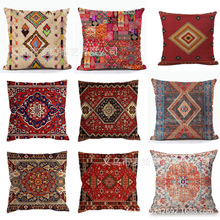 跨境热销波西米亚抱枕套民族风抱枕套亚麻印花客厅家居氛围装饰