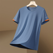 速干直播纯色冰丝t恤男宽松T恤休闲士抖音潮流新款春夏季圆领