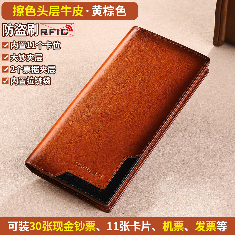 Cartera de cuero para hombre 2025 nueva billetera larga tarjeta de almacenamiento bolso de plata billetera embrague regalo wallet