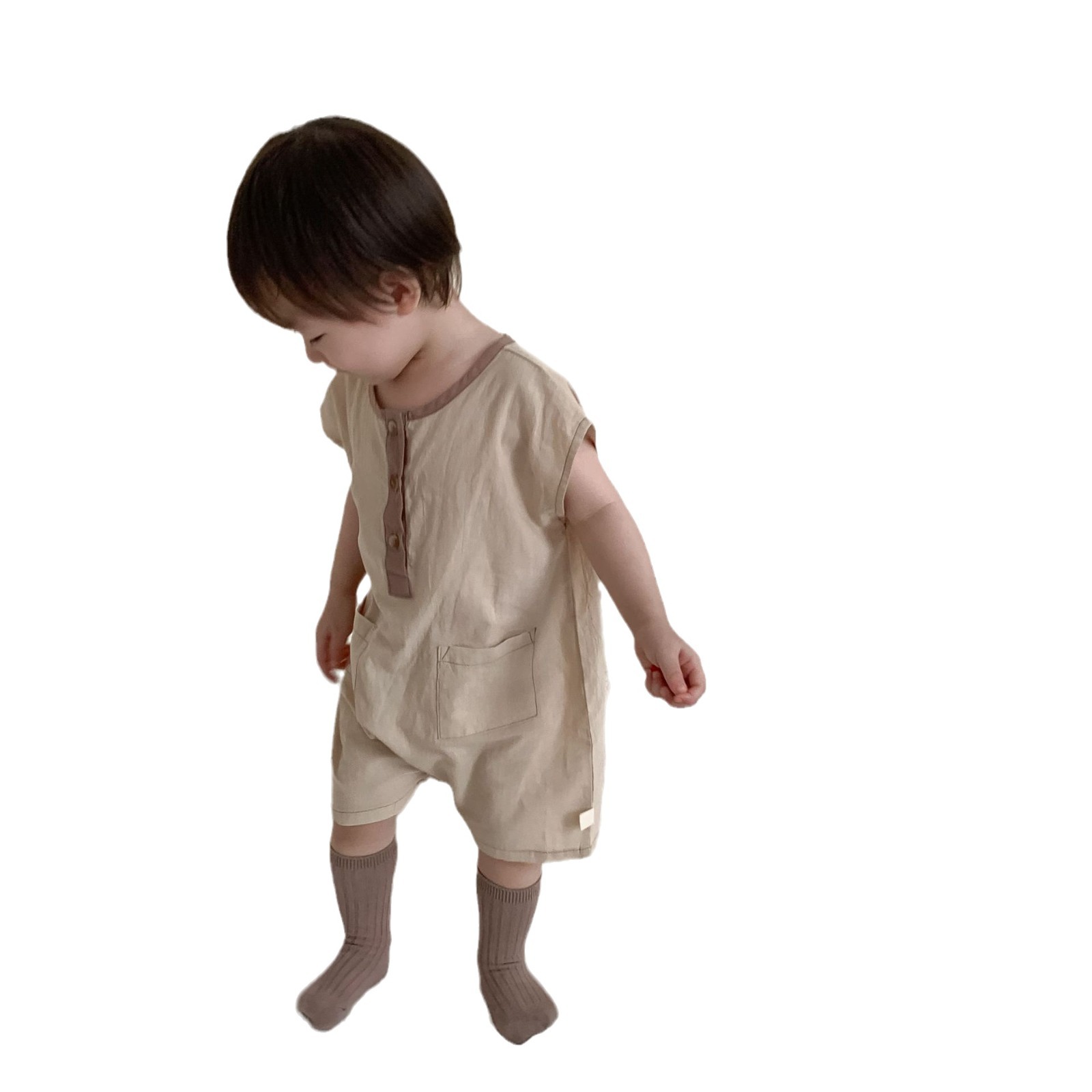 Ropa de verano para bebé, estilo coreano, ropa infantil delgada, novedad de verano 2026, mono con botones abiertos para bebé, ropa de verano para niño