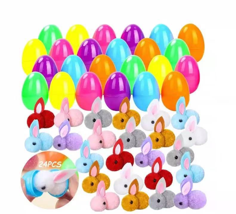 Nuevo producto Huevo de Pascua Impresión Pintado Cáscara de Gata Huevo abierto de plástico Regalo de fiesta Juego de juguetes