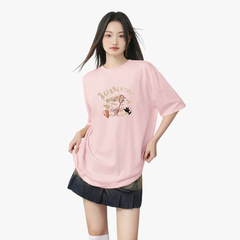 新しいかわいいプリント半袖の女性の洋気減齢韓系デザイン感上着純綿tシャツ女性のゆるい女装夏