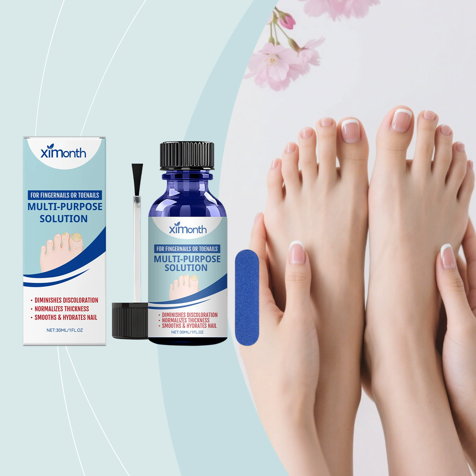 XIMONTH Питательный раствор для ухода за ногтями Нежное ежедневное очищение ногтей с естественным блеском Раствор для ухода за руками и ногами