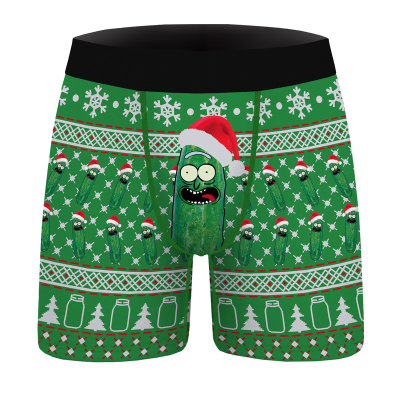 Cross-border New Christmas 3D Digital Printing Men's Fashion Breathable Polyester Underwear Comfortable Inner Wear Boxers