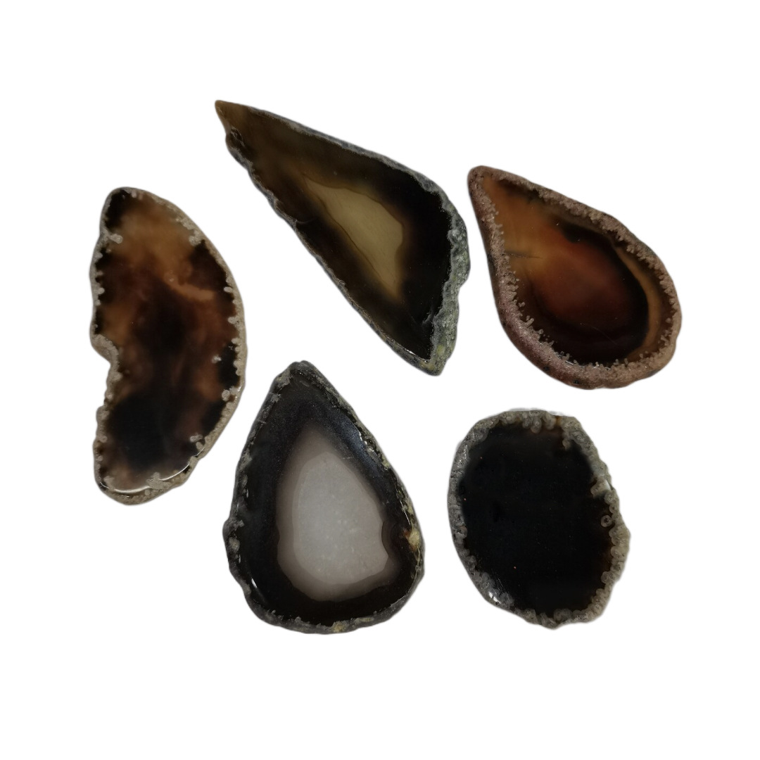 Tiktok natural piedra cruda rebanada ágata paisaje color carillón de viento pieza colgante no agujero pieza de ágata