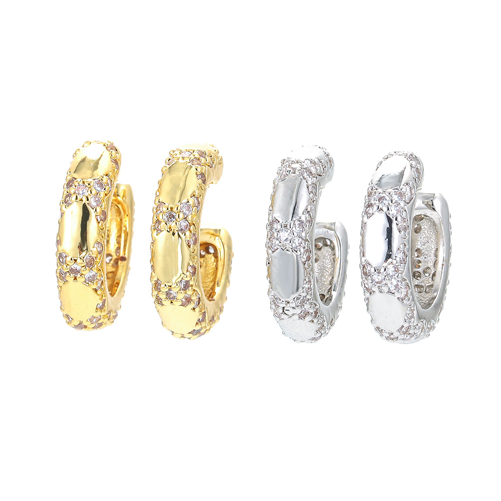 4g Weight Zircon Inlay Material Earrings Classification Housewarming, Anniversary, Business, Wedding, Travel, Birthday, Festival Occasion Wholesale Jewelry Retro Diamond Circle Copper Ear Clip Nihaojewelry