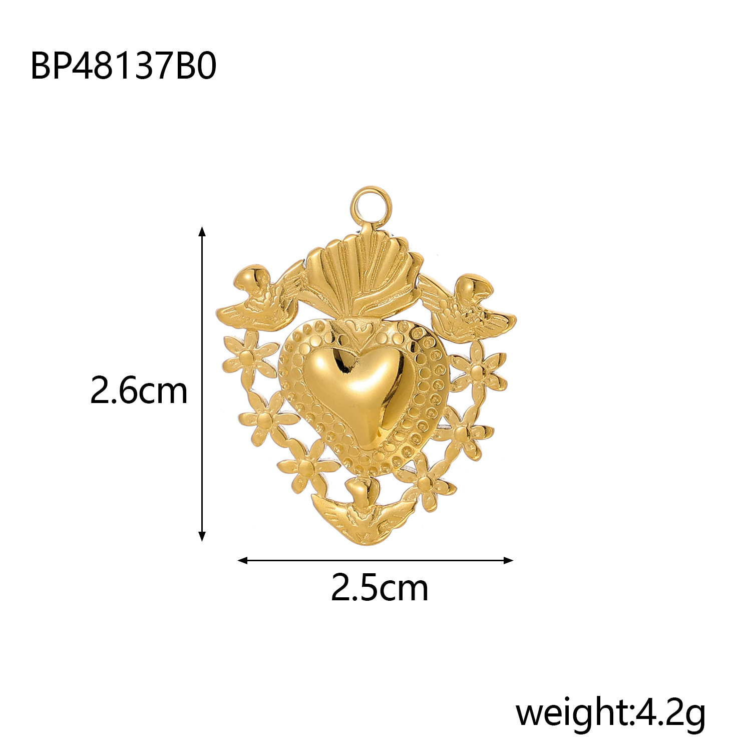 DIY Jewelry Accessories Classification 1 Piece 25*26mm 304 Stainless Steel Shell Real Gold Plated Heart Shape Pendant DIY Jewelry Accessories