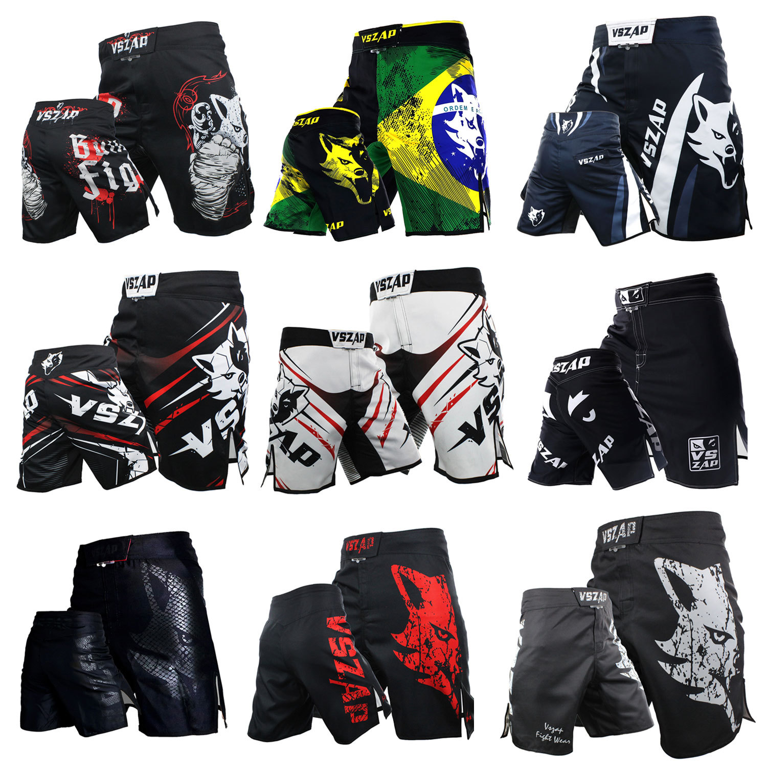 Vszap Fighting Sports Shorts Fitness Training Mma Fitness Jiu-Jitsu Sanda Muay Thai Boxing Casual Boxing Gym Martial Arts Style
