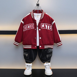 7703 Boys Baseball Suit Coat Spring and Autumn Korean Style Jacket Top All-match Loose 2025 New Style Autumn Fashion