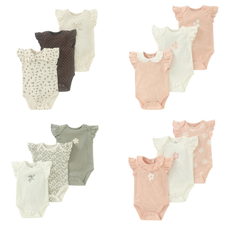 Girls' Short-Sleeve Romper with Doll Collar, 2026 New Summer Style, Infant Bodysuit, Cute One-Piece Outfit