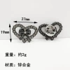 F0146 gun color-outer heart-shaped ribbon bow 19*27mm with I-shaped buckle/piece
