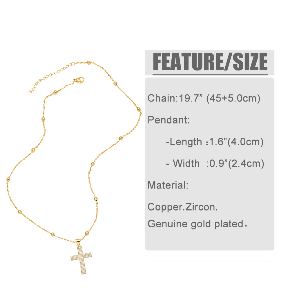 Hip-hop Full Diamond Cross Micro-inlaid Zircon Pendant Necklace Wholesale display picture 1