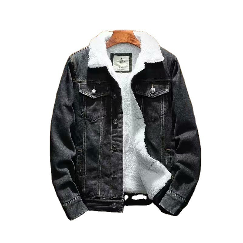 Invierno Retro fleece-forrado Denim abrigo de los hombres de la juventud estilo coreano engrosada chaqueta de moda más el tamaño de comercio exterior de algodón acolchado abrigo