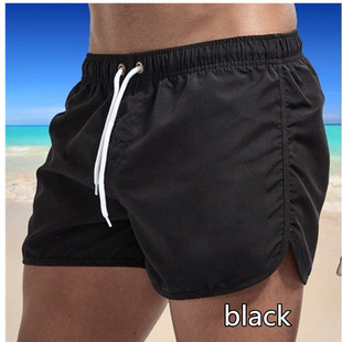Cross-Border European and American Summer Beach Shorts Men's Breathable Casual Solid Color Running Training Sports Shorts