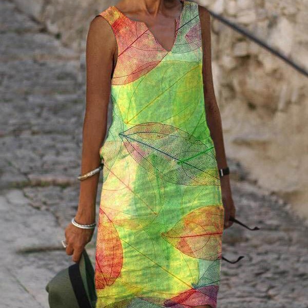 Spot 2022 European and American Spring and Summer New wish Amazon AliExpress Fashion Printed Sleeveless Midi Dress