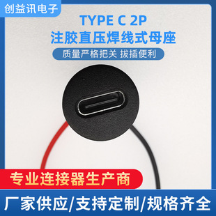 TYPE-C 2p glue injection direct pressure wire type female USB connector Type-C waterproof female wholesale