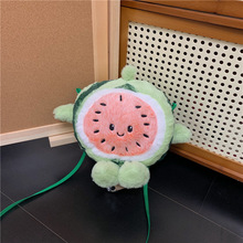 秋冬新款可爱西瓜公仔毛绒包卡通呆萌儿童玩偶斜挎包女孩生日礼物