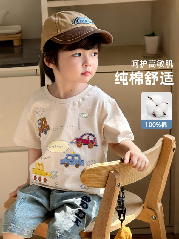 男の子 Tシャツ半袖子供夏服夏薄い 2025 新しい赤ちゃん男の子半袖 Tシャツトレンディな子供服|undefined