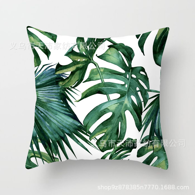 Siesta sofá de coche cintura almohada cojín simple nórdico ins planta verde funda de almohada protección del medio ambiente