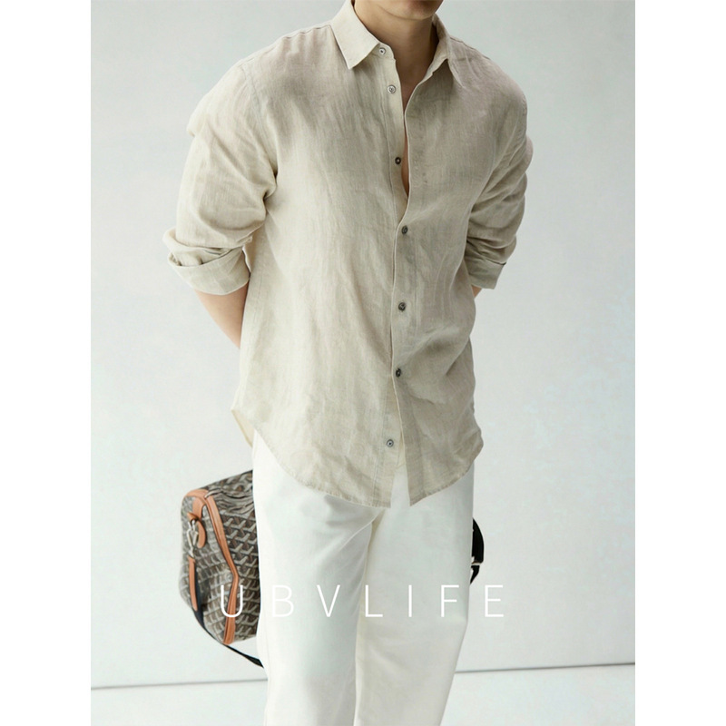 100% Linen Shirt for Men, Autumn Casual Old Money Style Men's Clothing, Long-Sleeved, Lightweight, Breathable, Relaxed Feel Shirt 100% Linen Shirt for Men, Autumn Casual Old Money Style Men's Clothing, Long-Sleeved, Lightweight, Breathable, Relaxed Feel Shirt