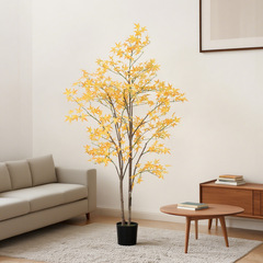 模擬緑の植物黄色マルチポールミニメープルハイエンドライト高級リビングルーム屋内偽緑の植物メープル装飾品