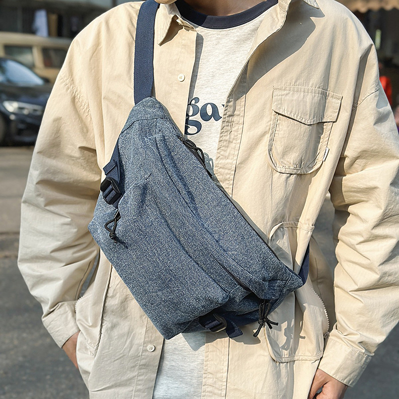 新款纯色百搭斜挎包旅行腰包男防盗胸包单肩斜挎多功能包潮男潮女