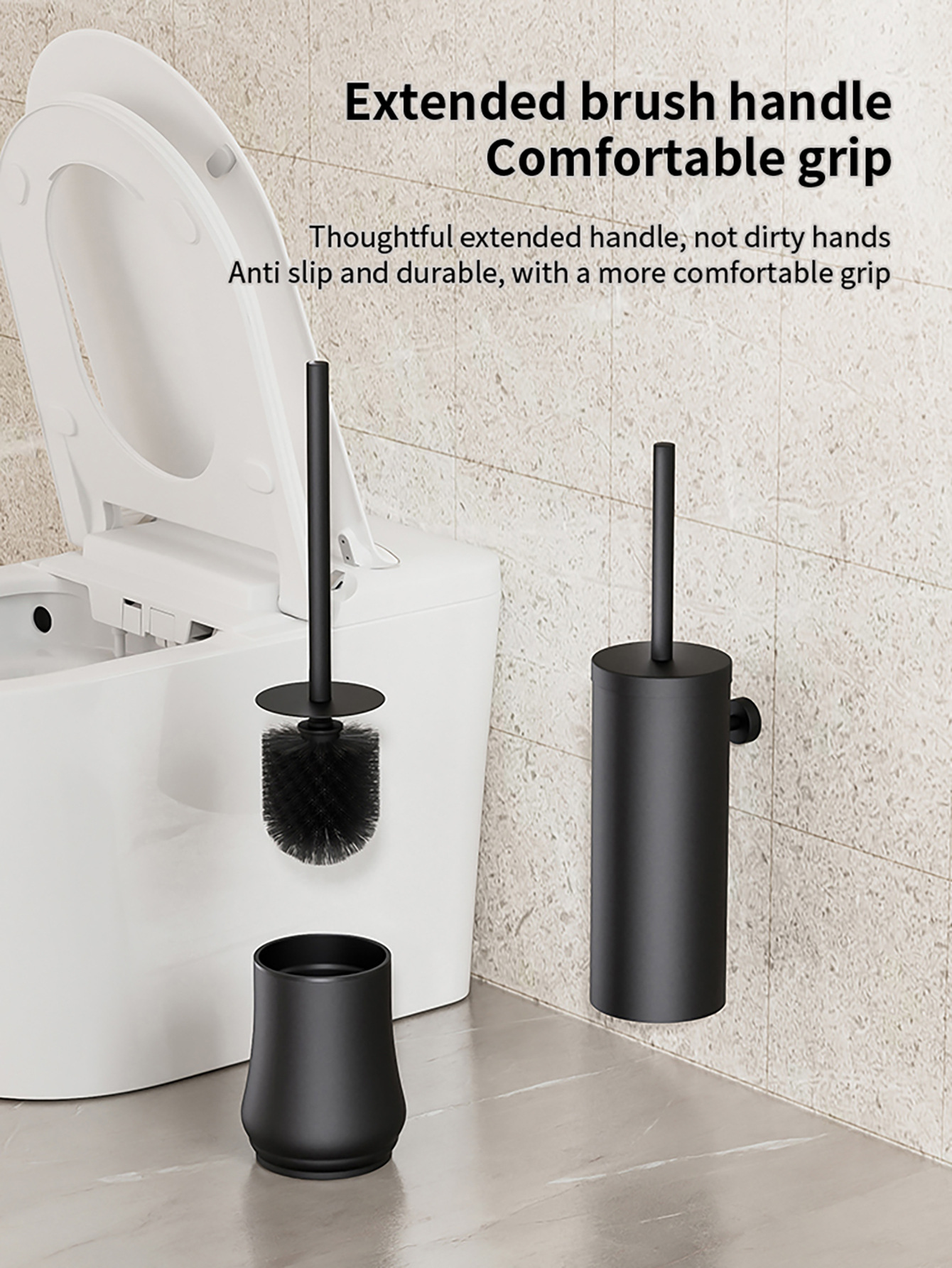 Toilet Base Home Use 360°Toilet Brush With Long Handle For Cleaning Without Dead Angles_voghion.com