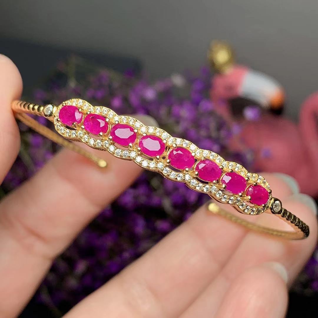 organic ruby retro bracelet Myanmar natural stone