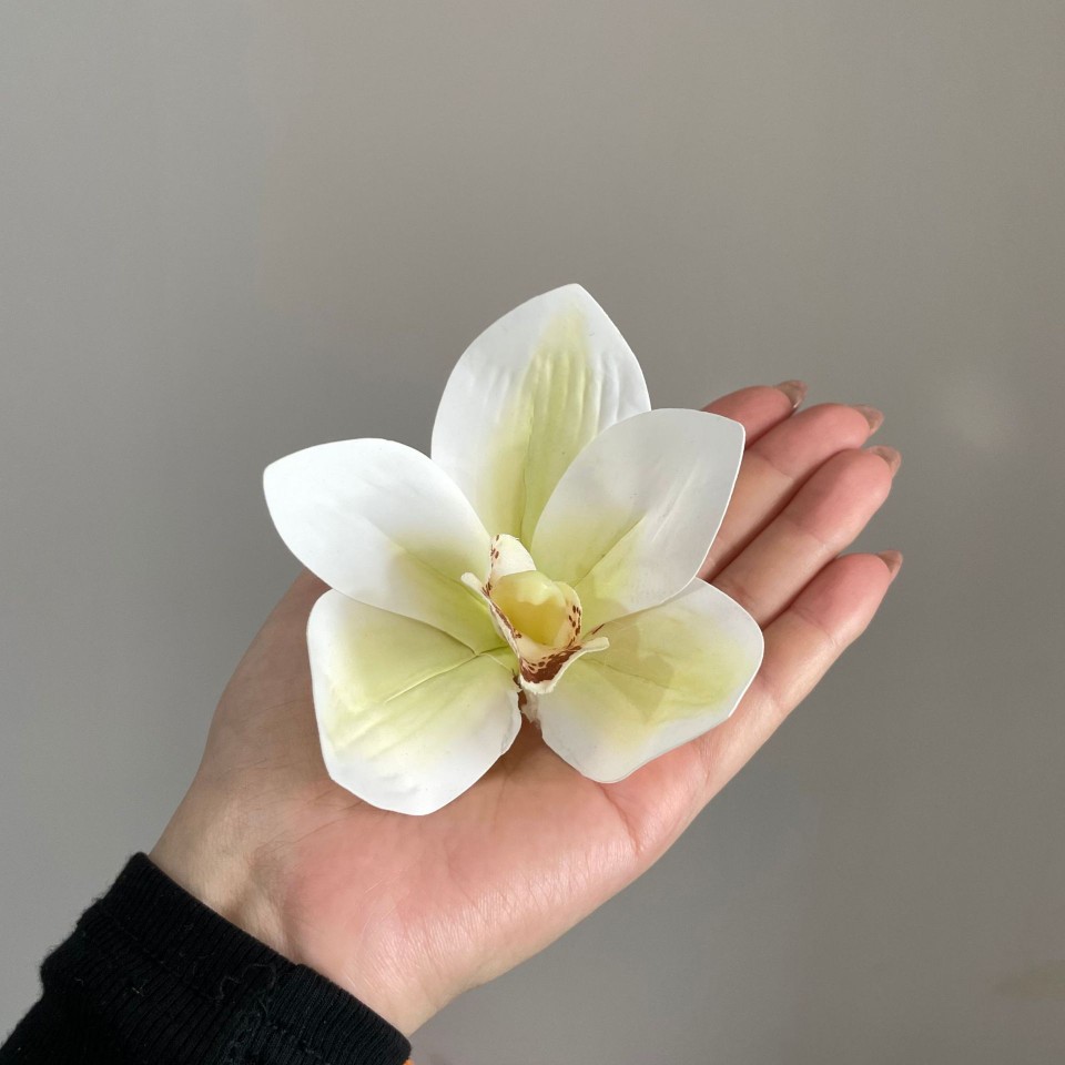 Artificial Flower Head DIY Materials 3D Printed Cymbidium Orchid Head Wedding Favor Box Head Flower White Magnolia Orchid Headpiece