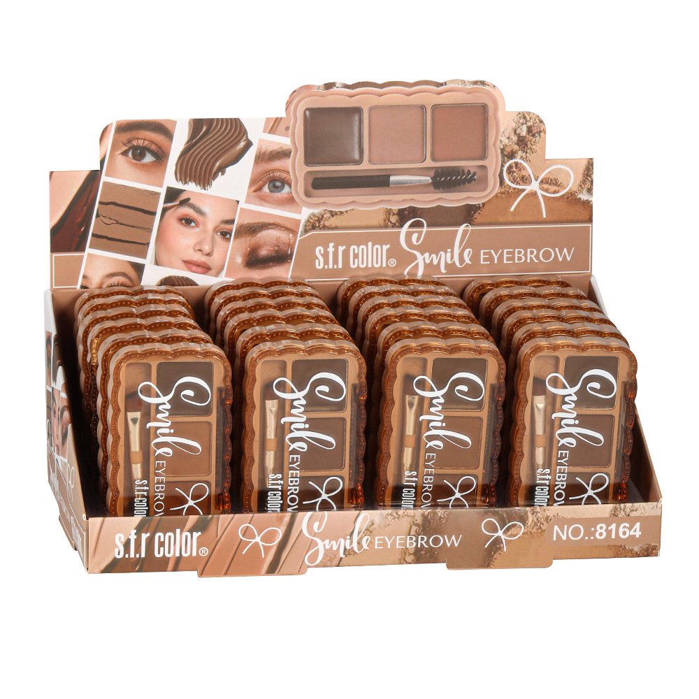 Fabricantes profesionales personalizados por lotes de cejas de polvo de cejas de tres colores natural estereoscópico fácil de maquillaje impermeable niebla sensación salvaje cejas tintura image 5