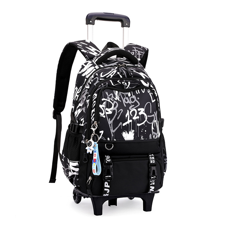 Mochila de tracción de peces naturales para estudiantes de escuela primaria niños 3 - 6 con ruedas mochila para estudiantes de secundaria secundaria puede llevar mochila de escaleras 5