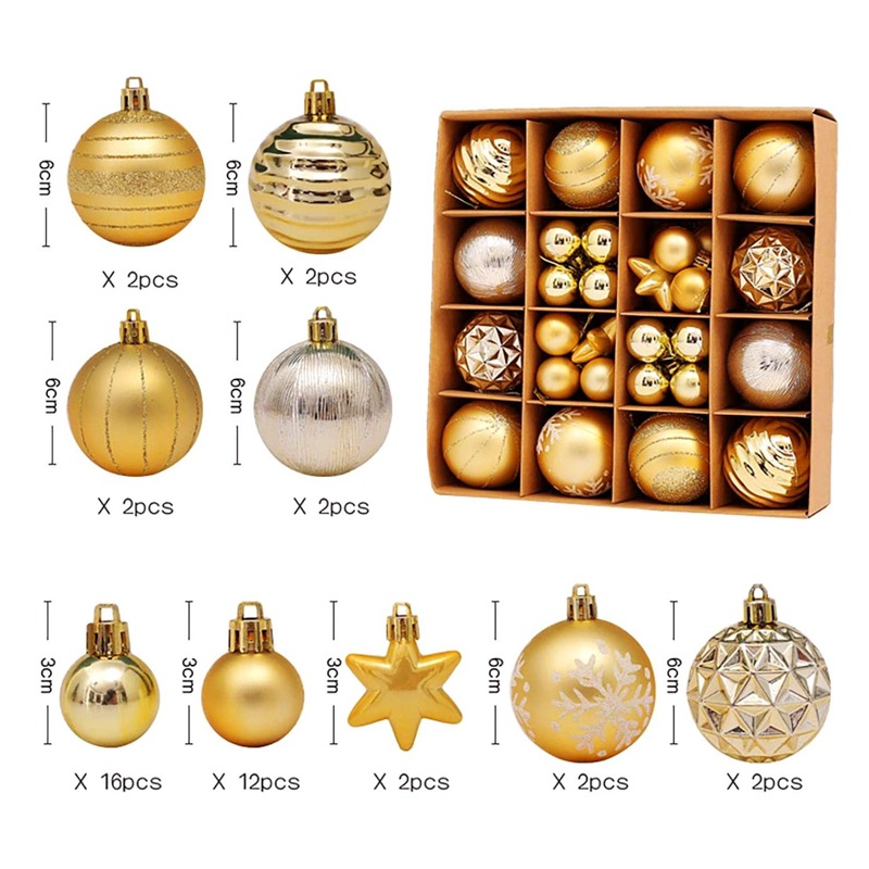Set de bolas decorativas de Navidad en caja de regalo, colgantes para vitrina y fiestas, decoración de árbol de Navidad, comercio exterior transfronterizo