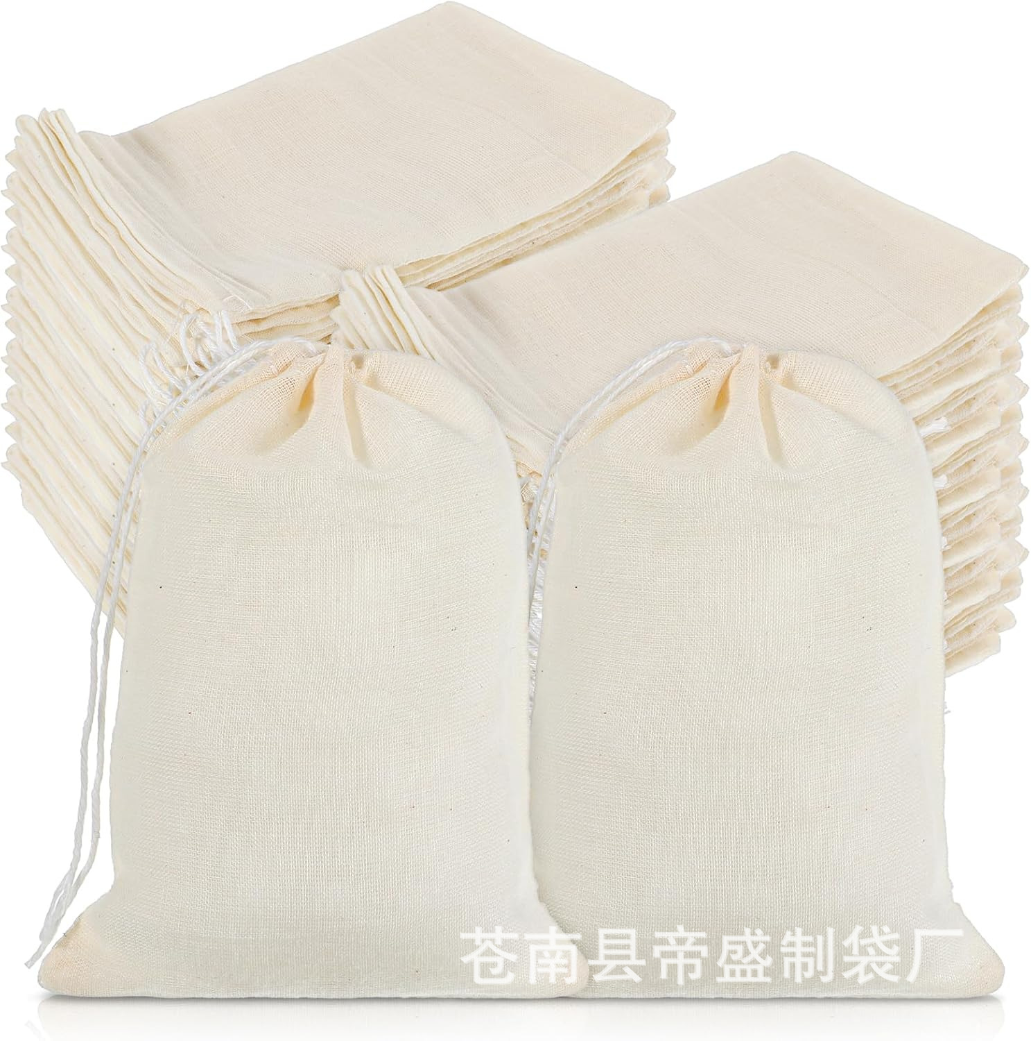 外贸跨境爆款空白抽绳束口包帆布束口袋现货全棉布购物收纳袋