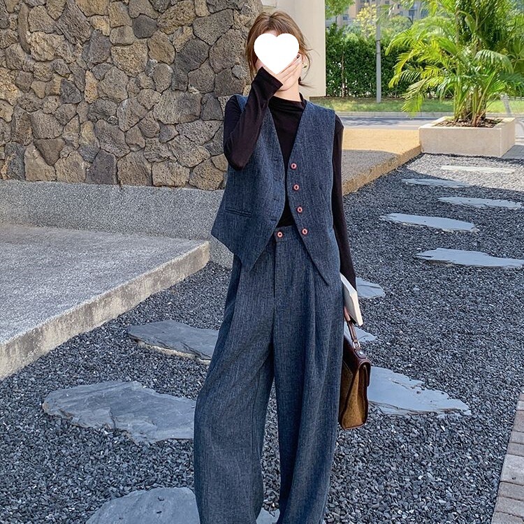 穿搭新款感一整套2025马甲温柔风女两件套阔腿裤时尚套装秋季|undefined